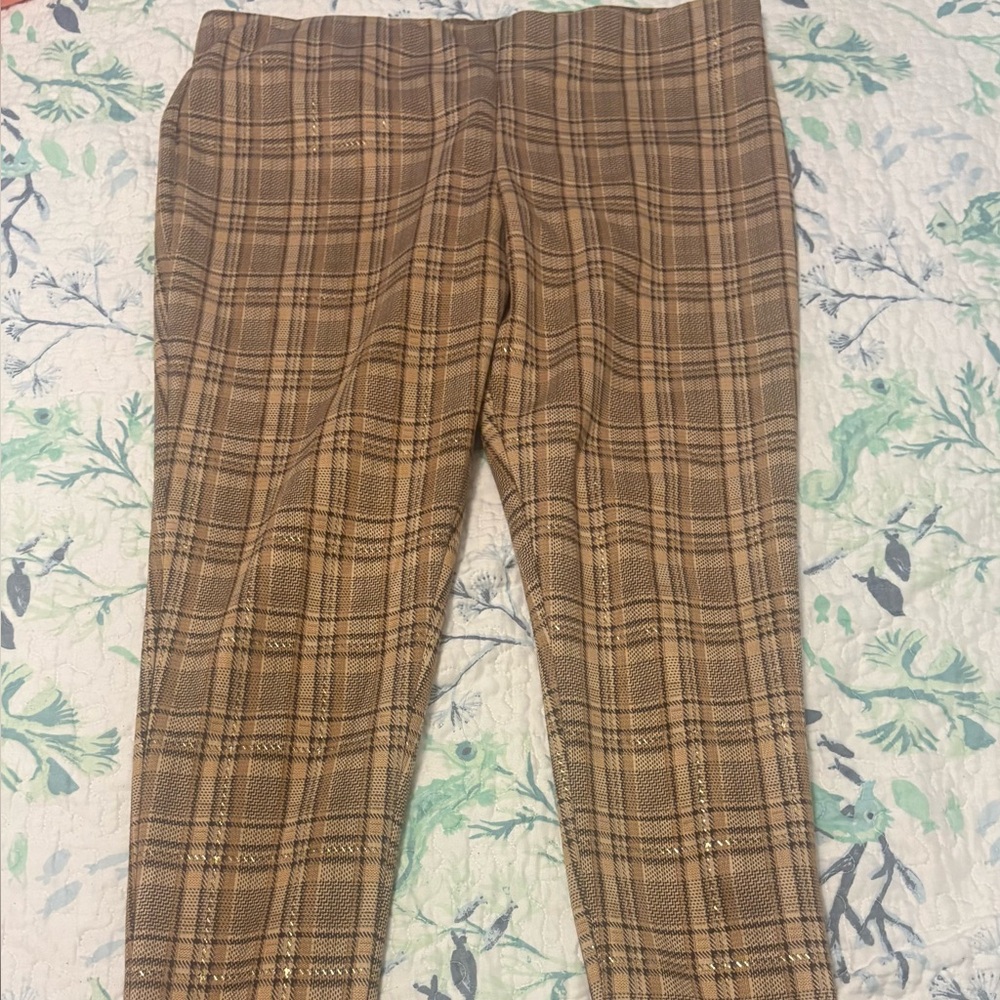 Plaid Brown women’s pull on  Pants, fairly new, size 14